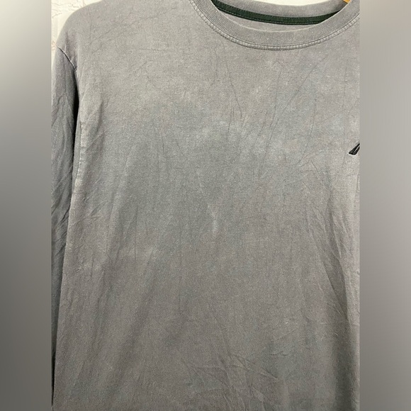 Nautica Mens Dark Gray Crew Neck Sleep Shirt Size Large Long Sleeve (Has Fading) - Picture 3 of 4